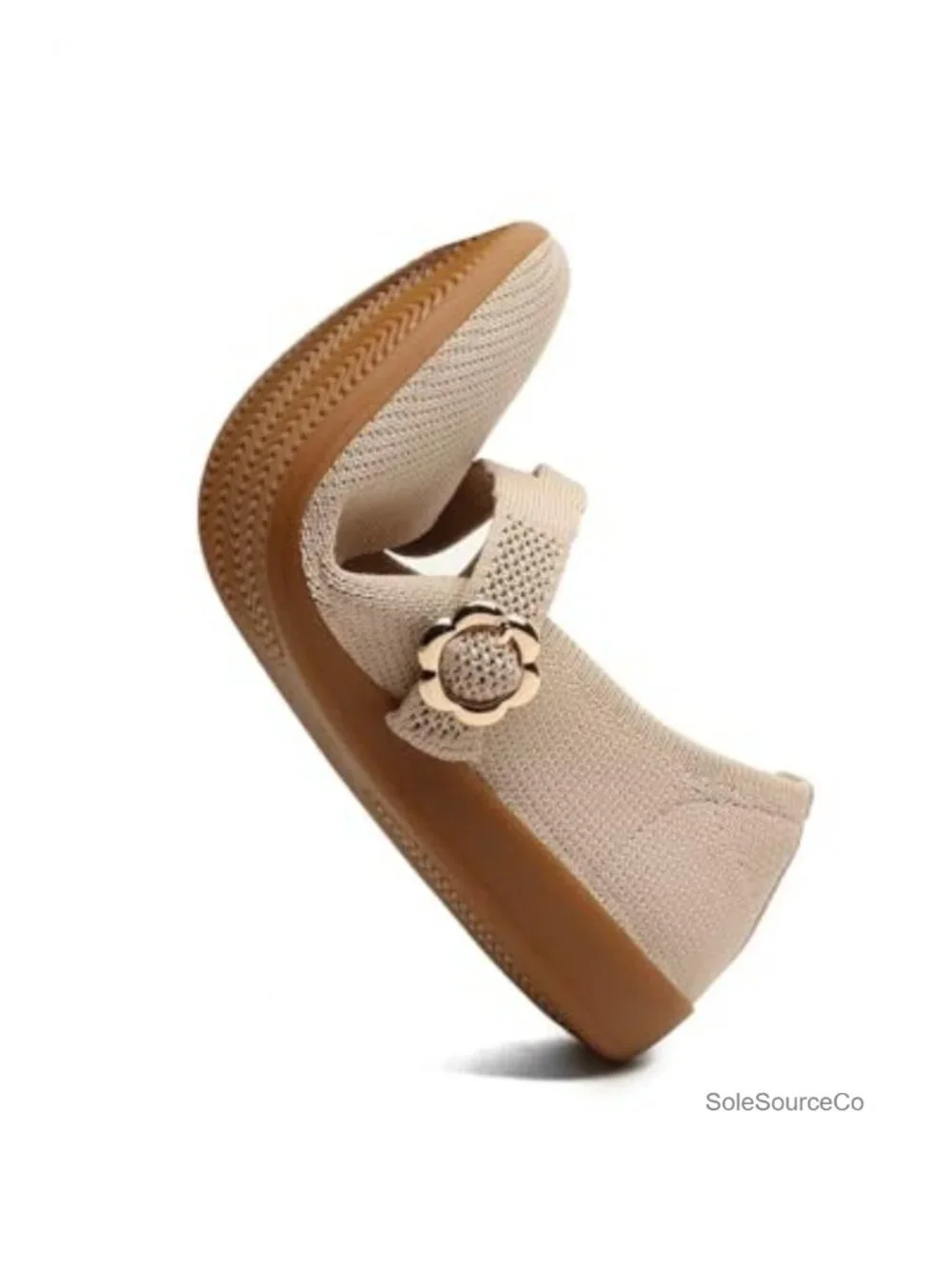 Women's Breathable Knit Mary Jane Ballet Flats Dressy Shoes Round Toe